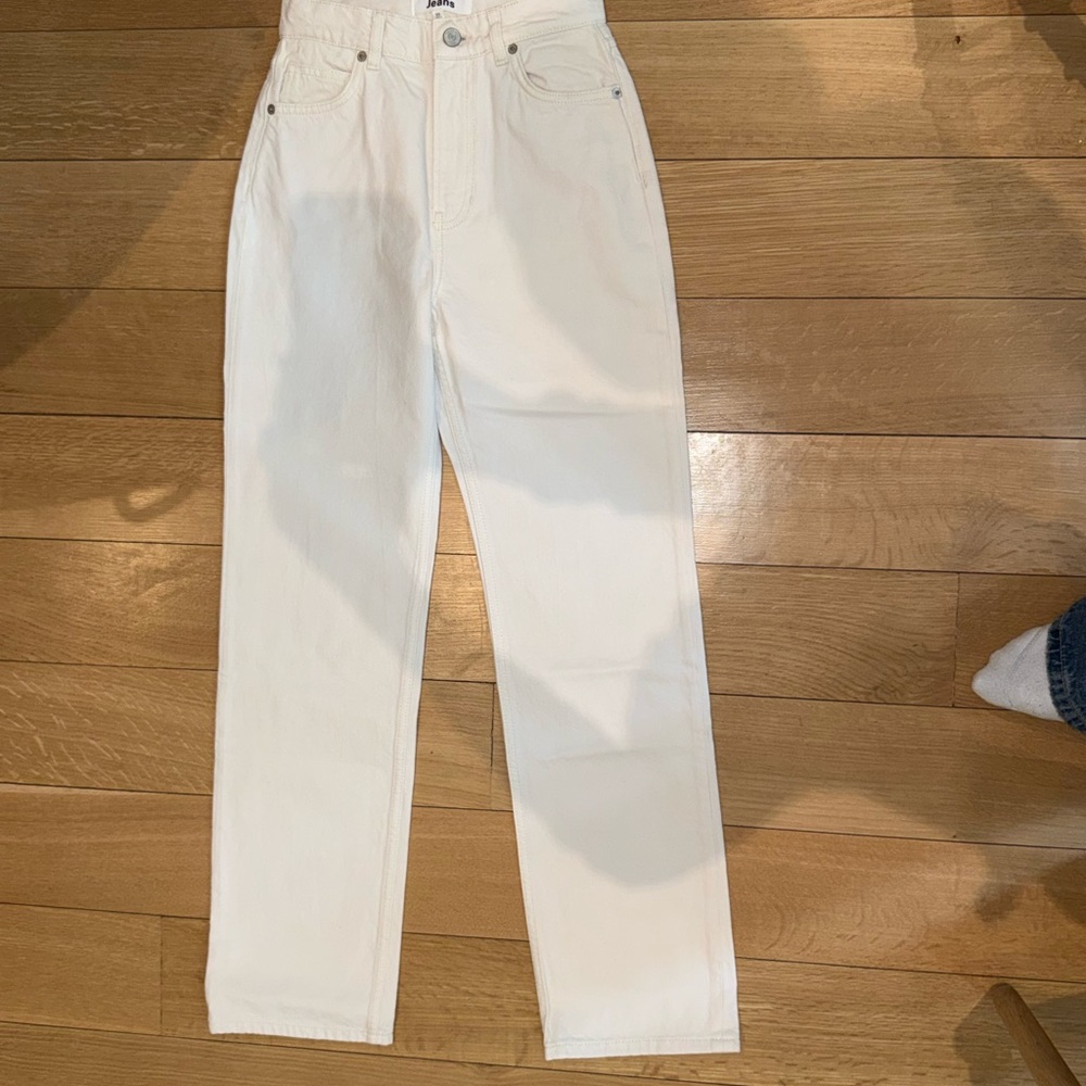 Reformation Off-White High-Rise Straight Jeans